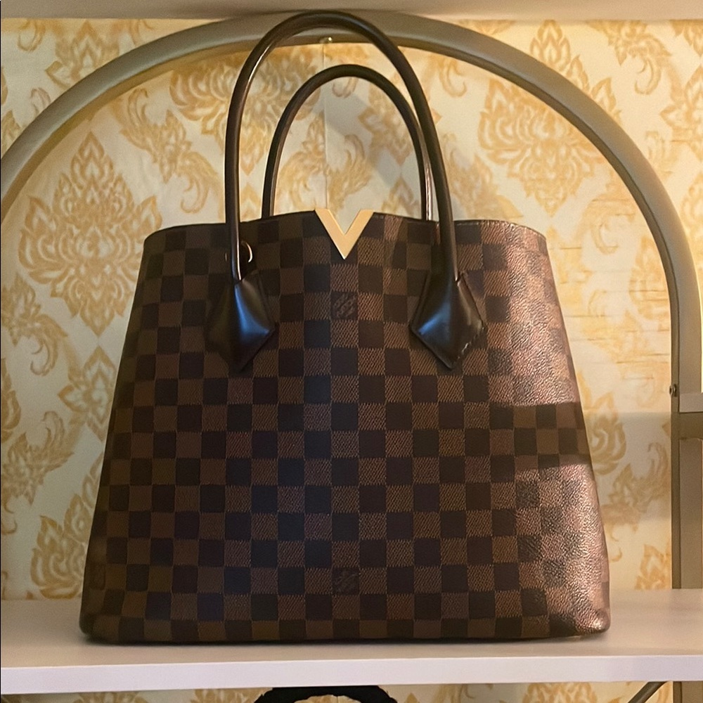 Checkered Brown Tote Bag